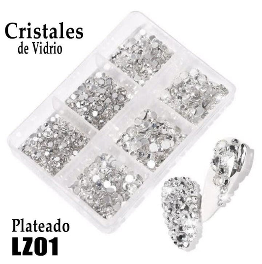 CRISTALES DE VIDRIO EN CAJA LZ01 PLATEADO