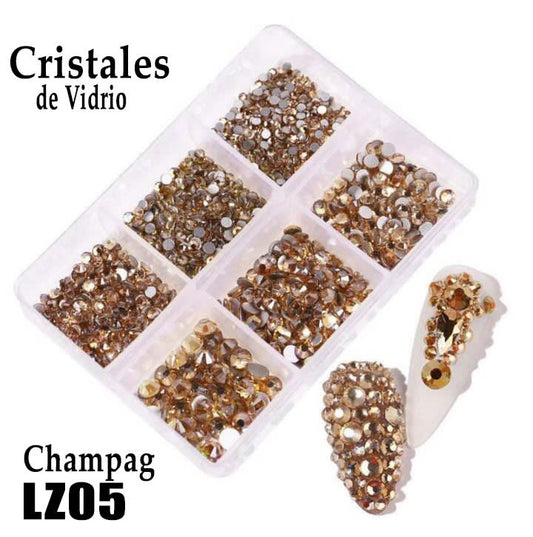 CRISTALES DE VIDRIO EN CAJA LZ05 CHAMPAG