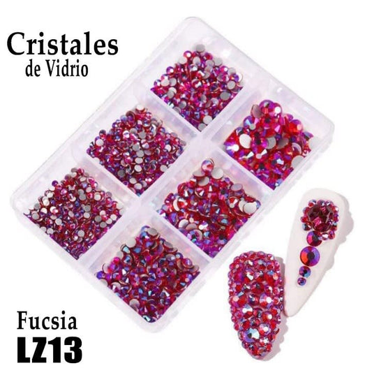 CRISTALES DE VIDRIO EN CAJA LZ13 FUCSIA