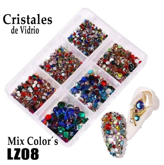 CRISTALES DE VIDRIO EN CAJA LZ08 MIX COLOR